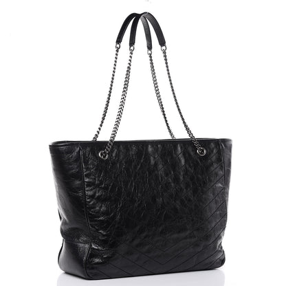 Saint Laurent Crinkled Calfskin Matelasse Monogram Large Niki Shopping Tote Bag Black 3 of 10