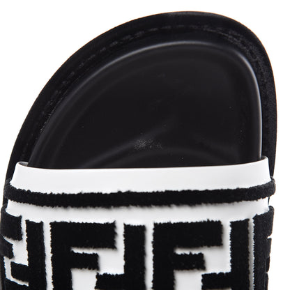Fendi Velvet FF Reloaded Slide Sandals 38.5 Black White 9 of 10