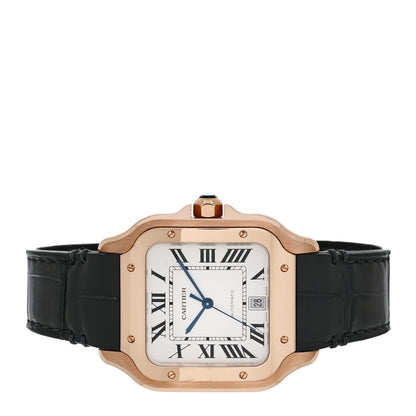 Cartier 18K Pink Gold Alligator 39.8mm Santos de Cartier Automatic Watch Grey 2 of 5