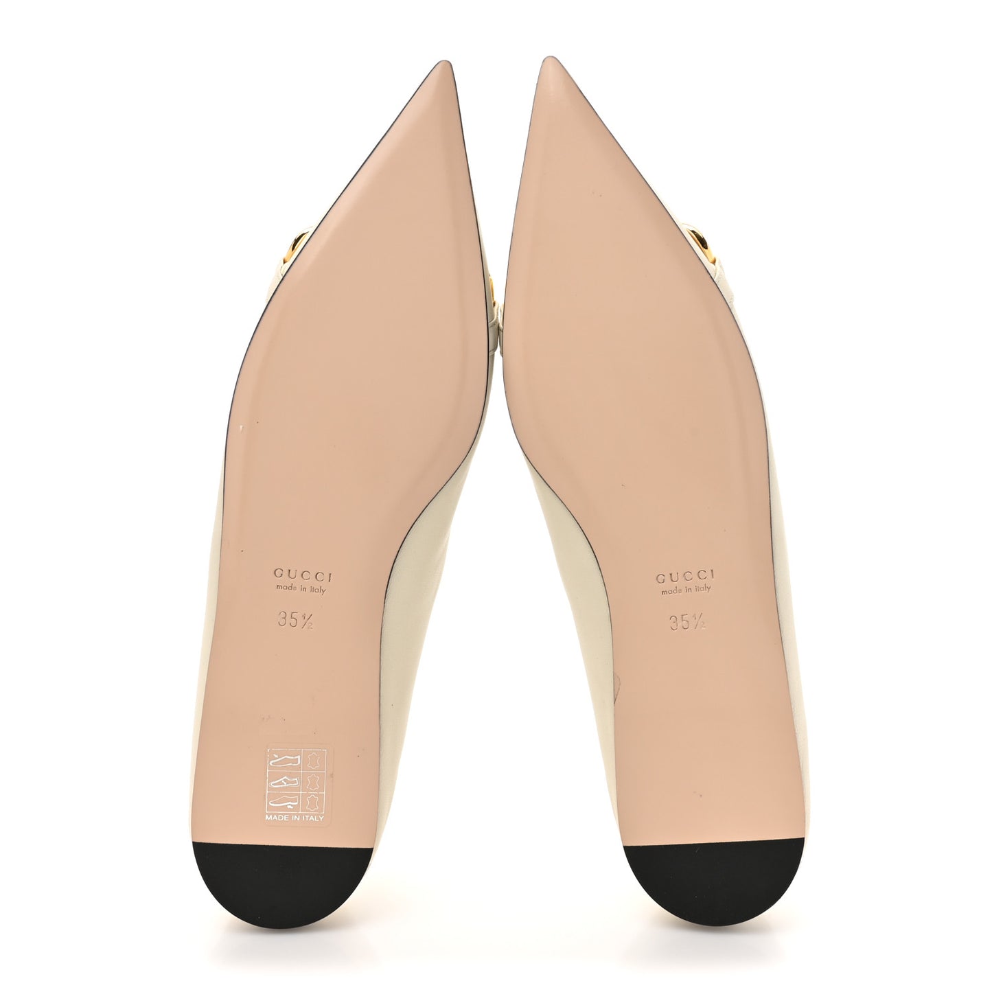 Nappa Lumiere Deva Horsebit Chain Embellished Flats 35.5 Dusty White