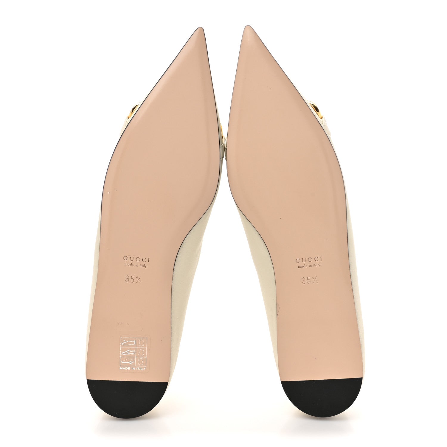 Gucci Nappa Lumiere Deva Horsebit Chain Embellished Flats 35.5 Dusty White 6 of 10