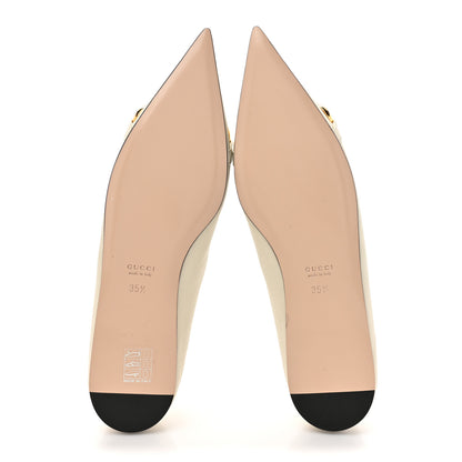 Gucci Nappa Lumiere Deva Horsebit Chain Embellished Flats 35.5 Dusty White 6 of 10