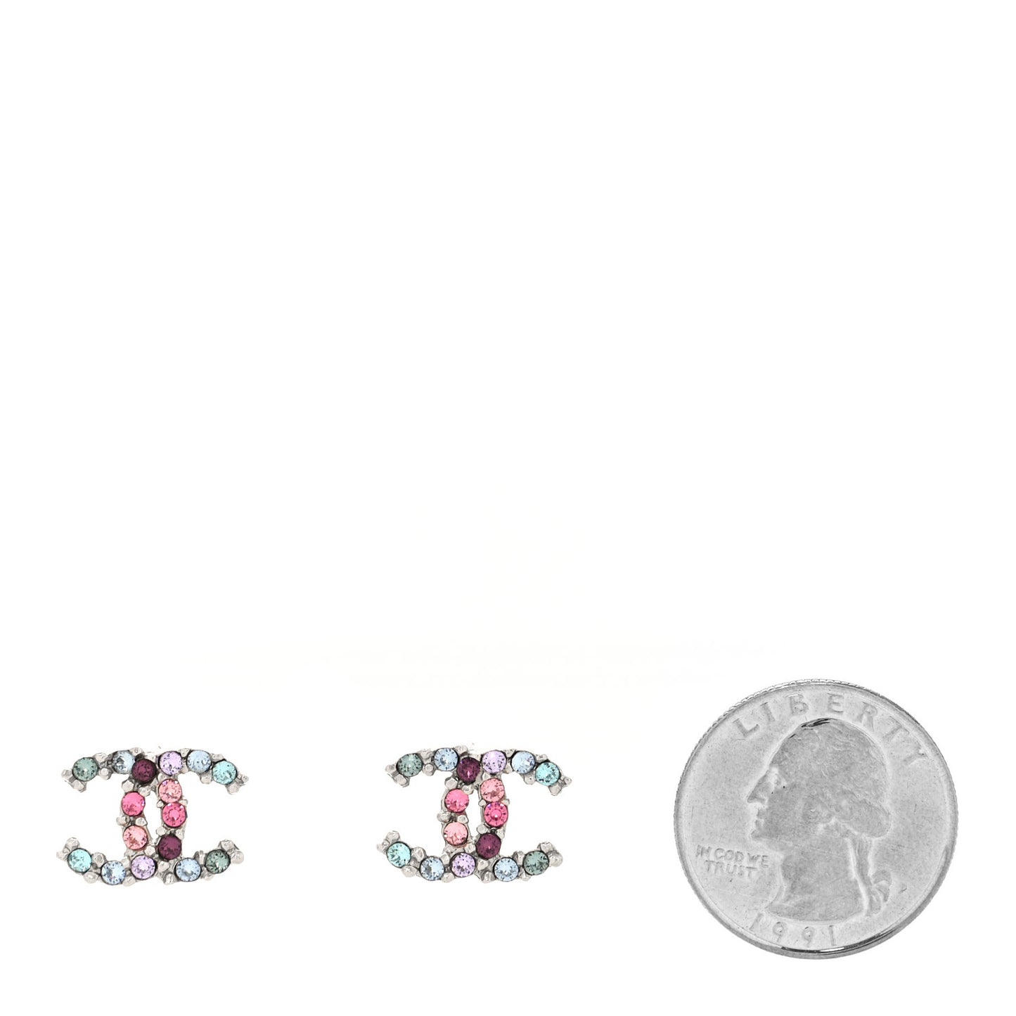 Crystal CC Earrings Silver Multicolor