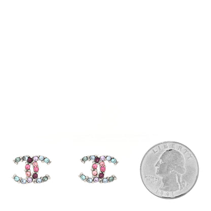 Chanel Crystal CC Earrings Silver Multicolor 2 of 4