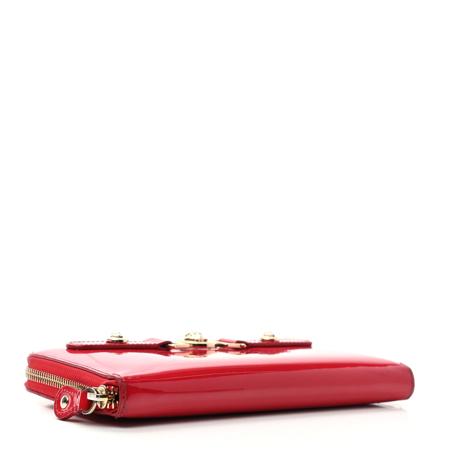 Versace Patent Palazzo Medusa Zip Around Wallet Red 4 of 12