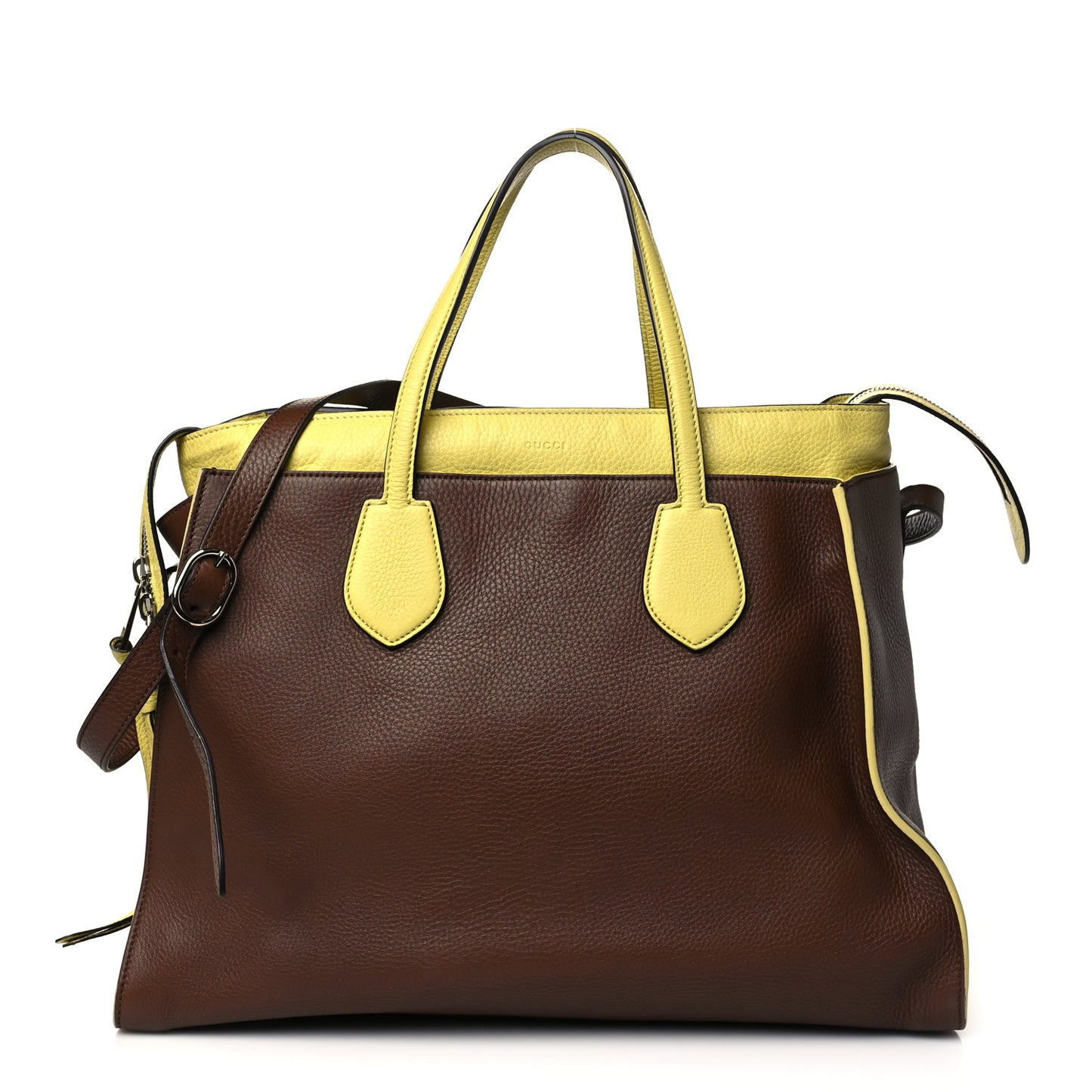 Cellarius Calfskin Bi-Color Ramble Layered Tote Nut Brown Mimosa Flower