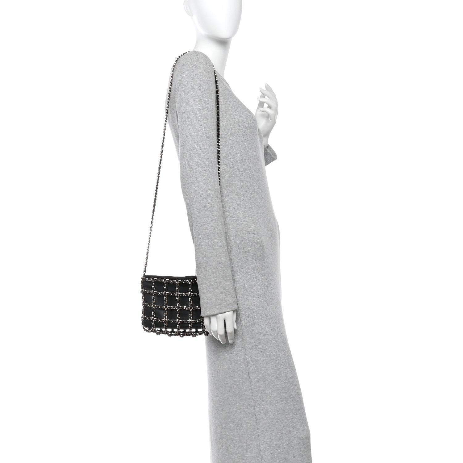 Chanel Lambskin Chain Frame Shoulder Bag Black 2 of 10