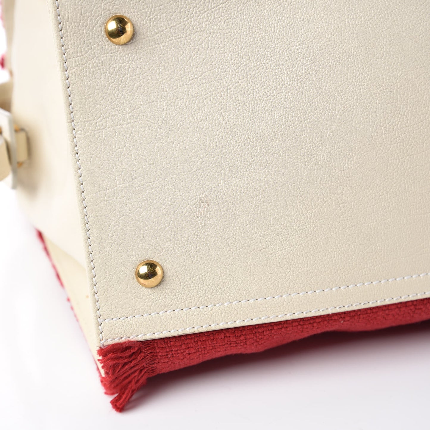 Linen Sheepskin Large Cabas ChYc Tote Red