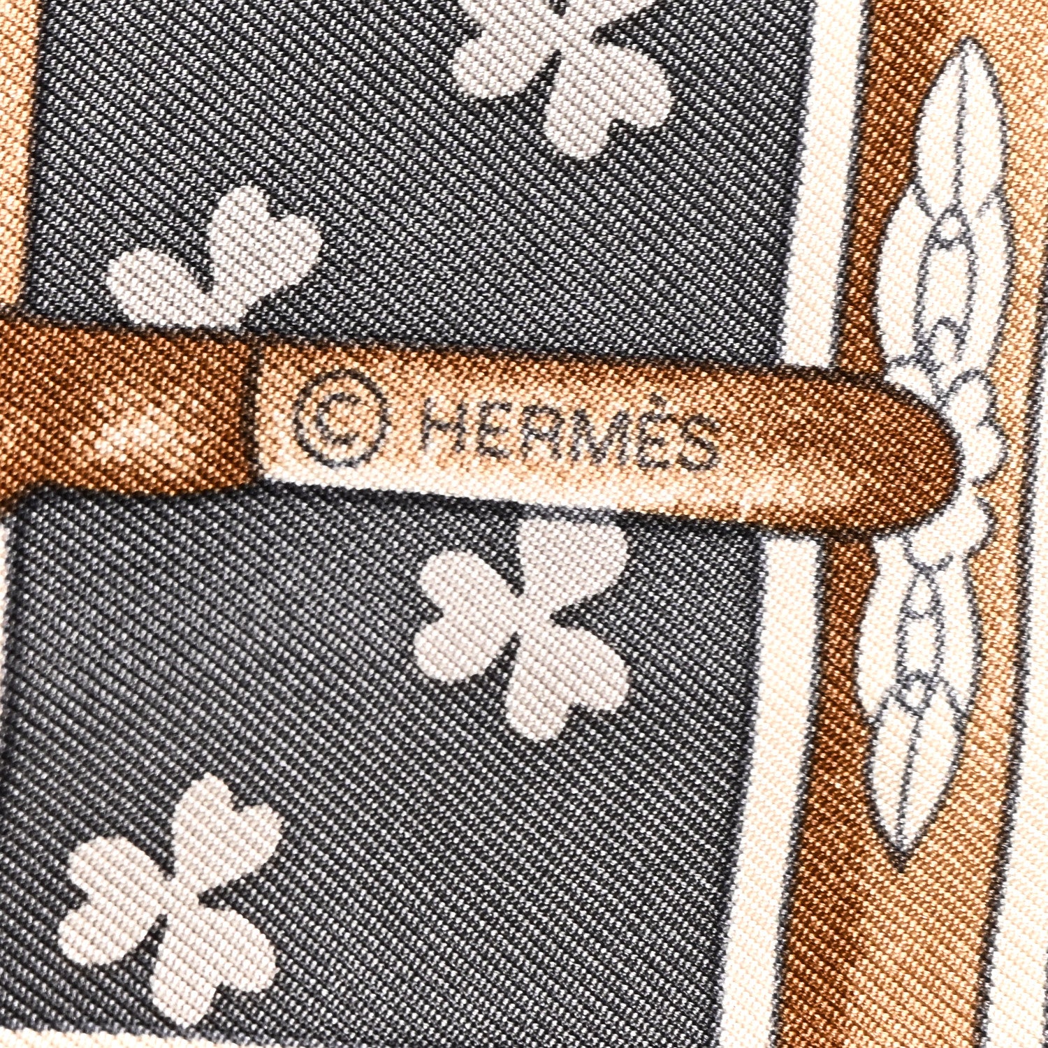 Hermes Silk Boucles Et Galons Du Tsar Scarf 90 Camel Black Gris 7 of 13