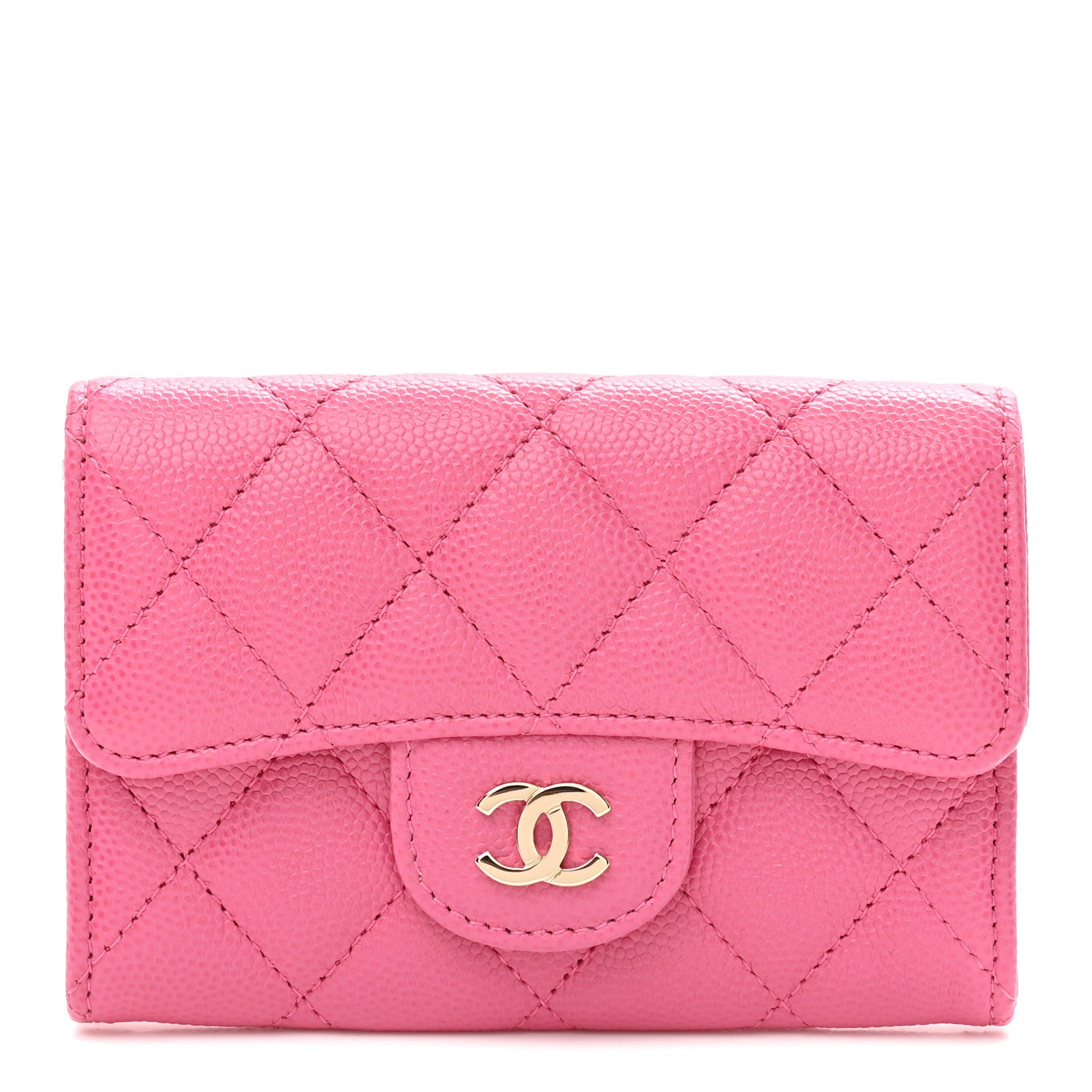 Chanel Caviar Quilted Flap Card Holder Wallet Pink 1 of 8