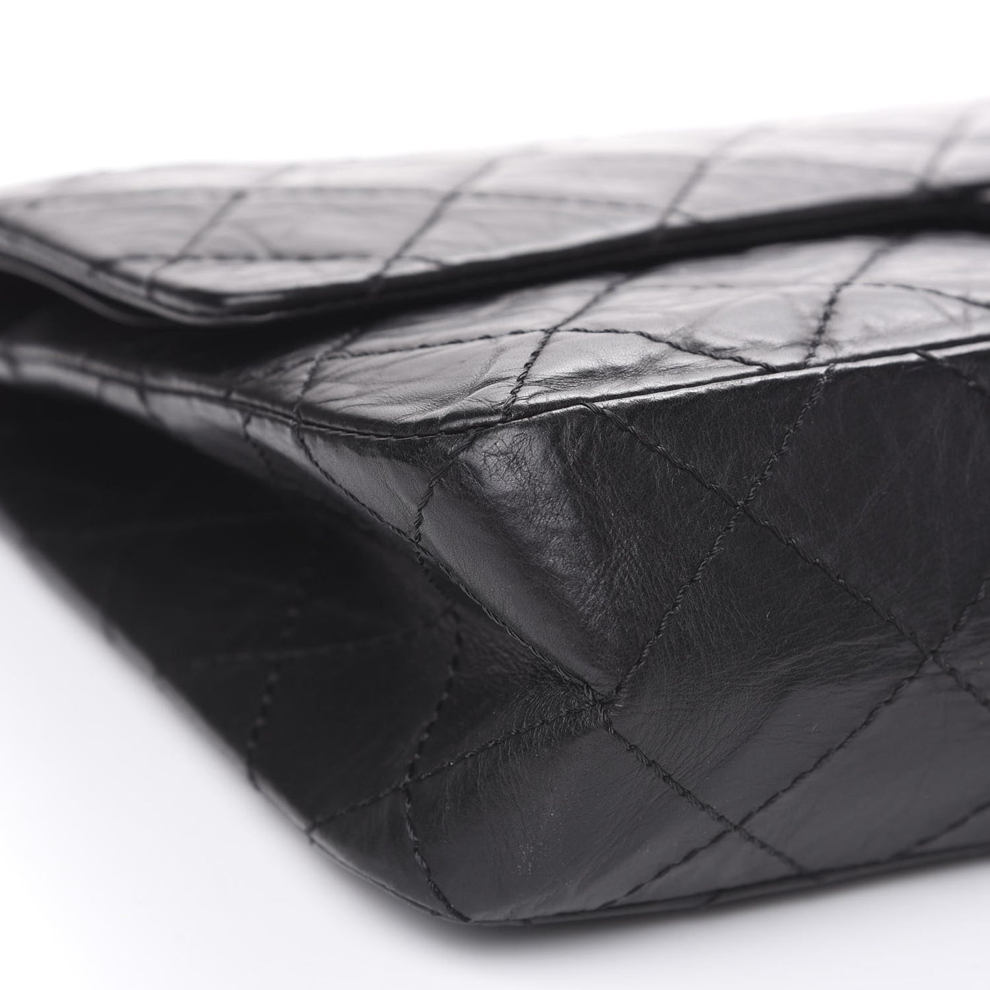 Aged Calfskin Quilted 2.55 Reissue 227 Flap Black