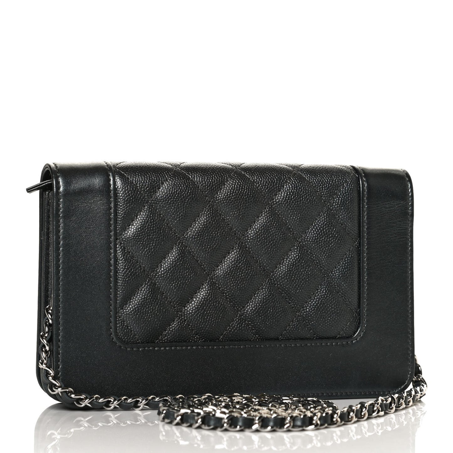 Caviar Quilted Vintage Mademoiselle Wallet On Chain WOC Dark Grey