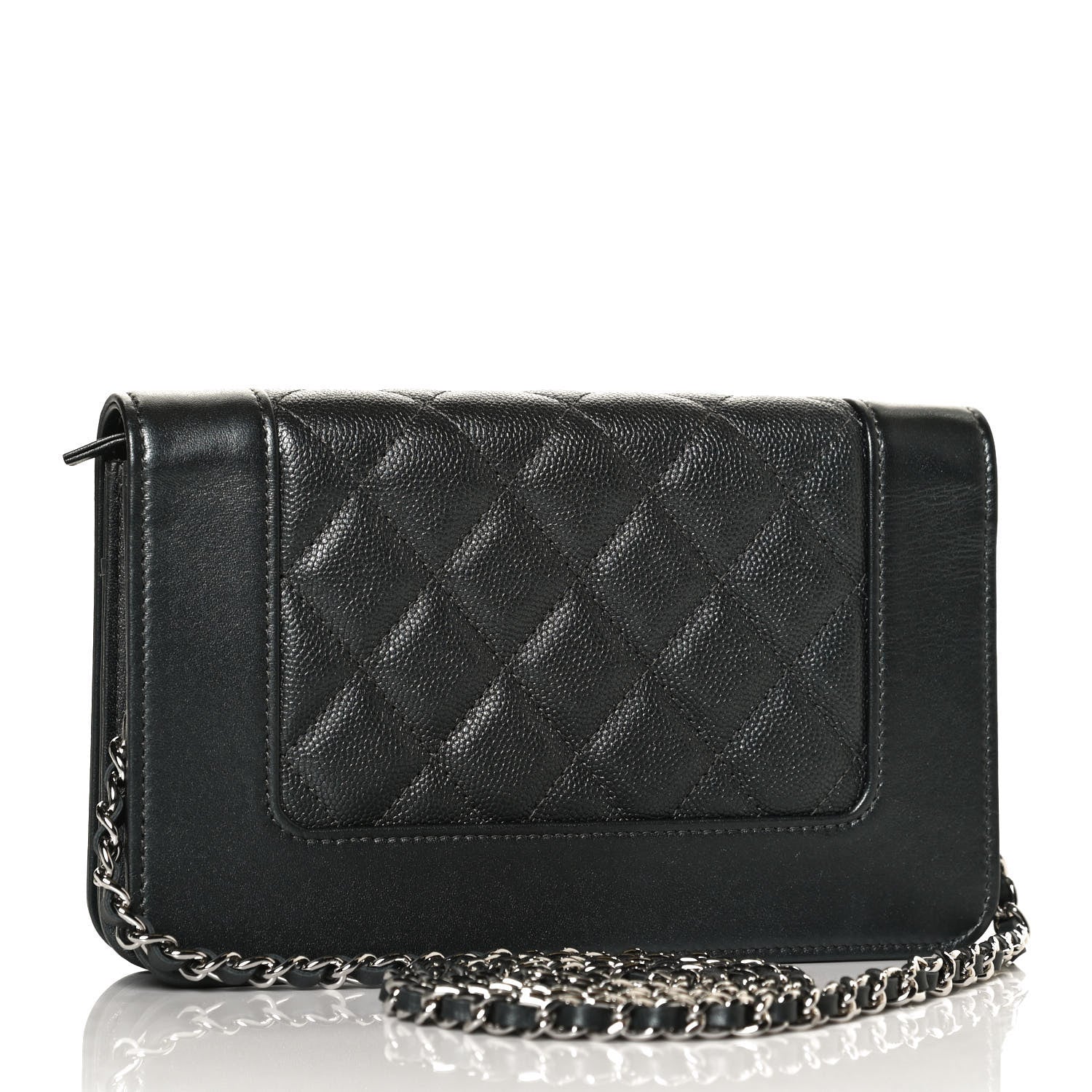 Chanel Caviar Quilted Vintage Mademoiselle Wallet On Chain WOC Dark Grey 3 of 11