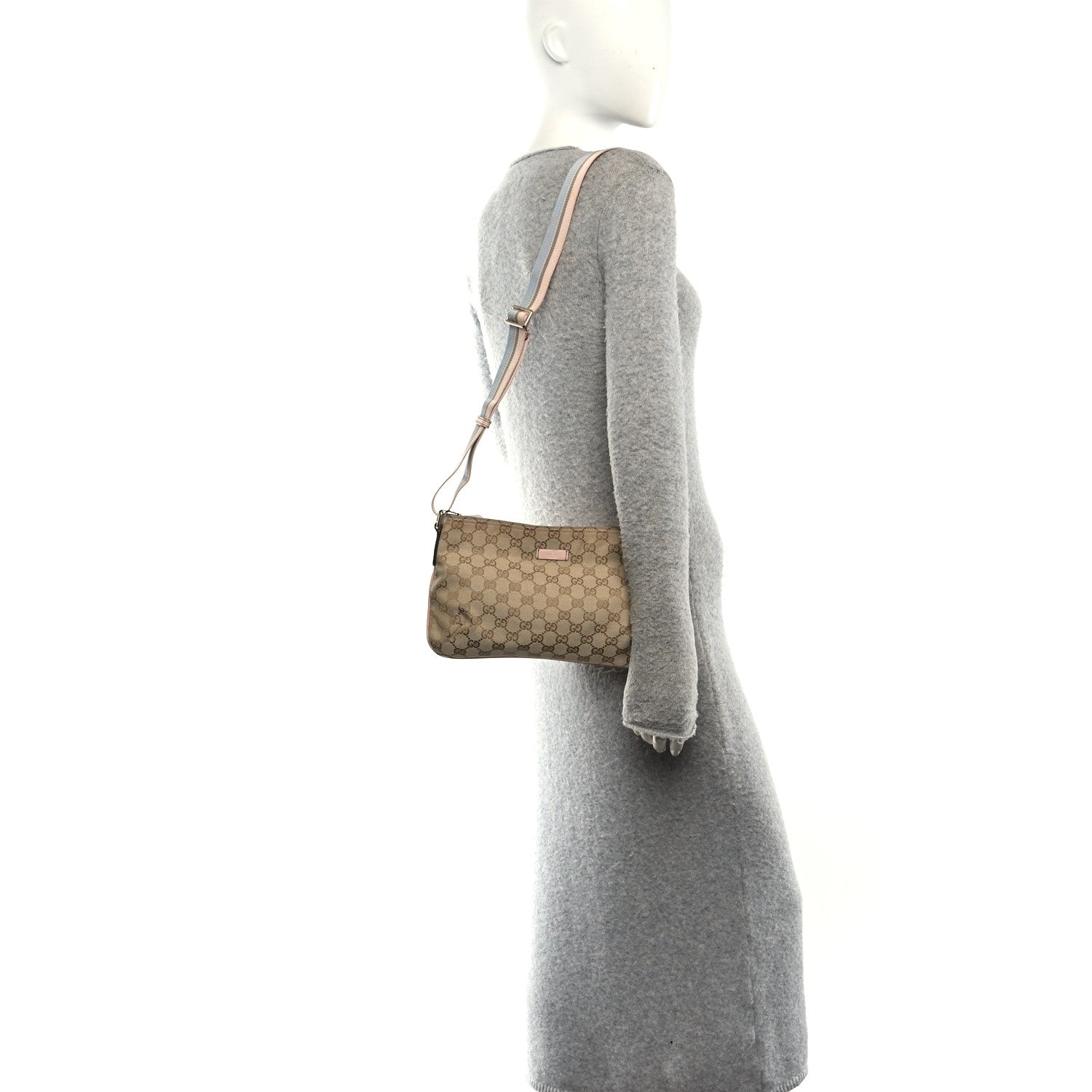 Gucci Monogram Web Small Flat Messenger Crossbody Pink Blue 2 of 11