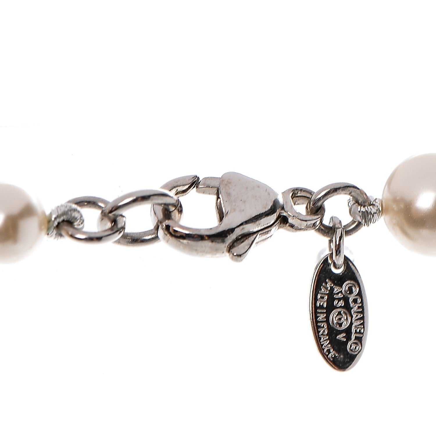 Chanel Graduated Pearl CC Long Necklace Silver 5 of 5