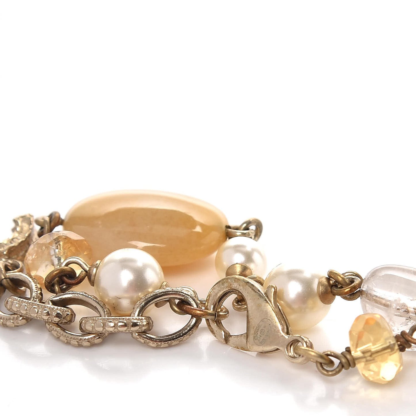 Pearl Beaded CC Bracelet Gold