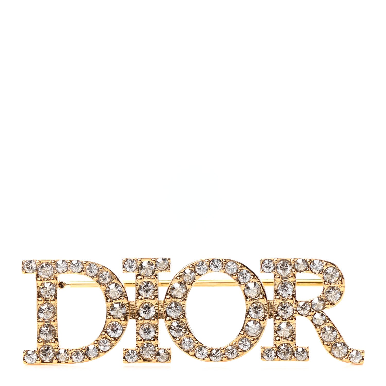 Christian Dior Crystal Dior Logo Brooch Gold 1 of 3