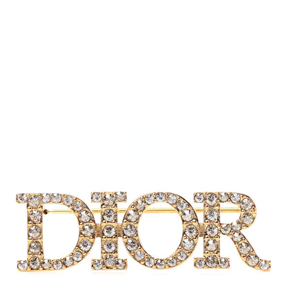 Christian Dior Crystal Dior Logo Brooch Gold 1 of 3
