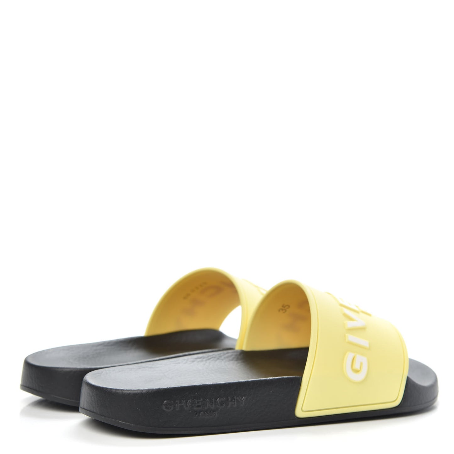 Rubber Logo Womens Pool Slide Sandals 35 Pale Yellow