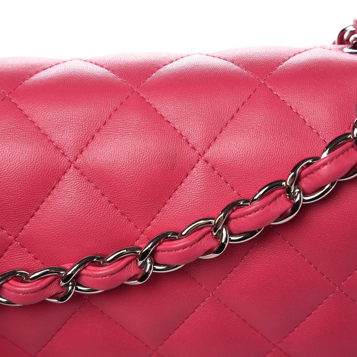 Lambskin Quilted Jumbo Double Flap Dark Pink