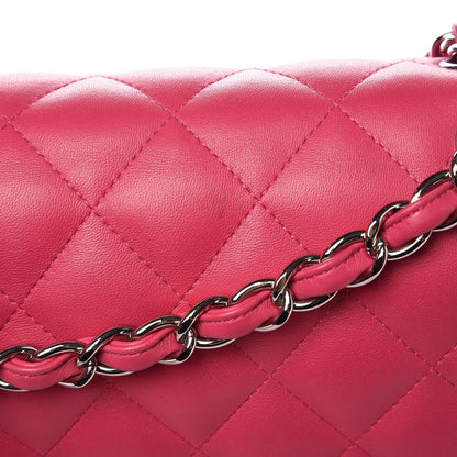 Chanel Lambskin Quilted Jumbo Double Flap Dark Pink 13 of 14