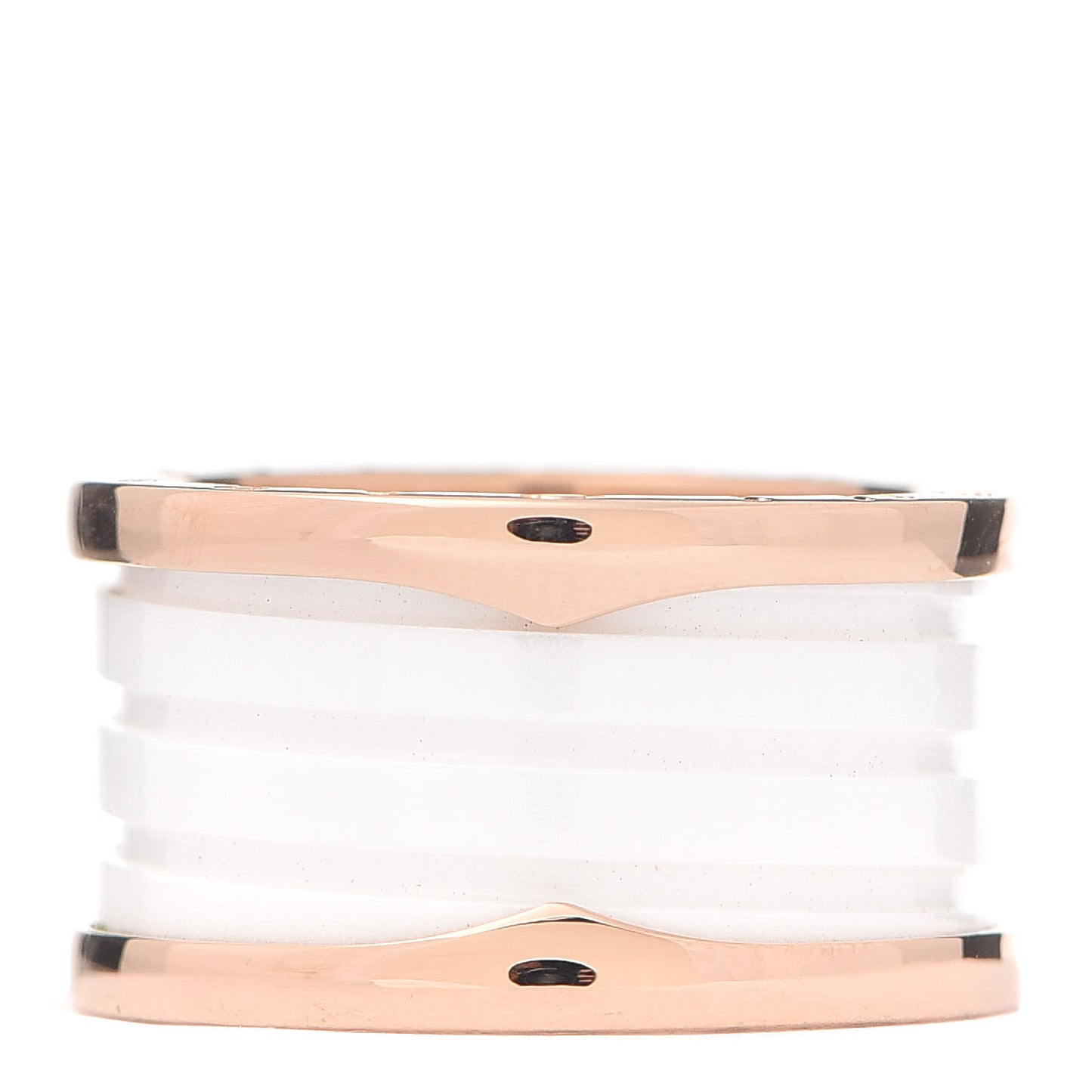 18K Rose Gold White Ceramic B.Zero1 Four-Band Ring 54 6.75