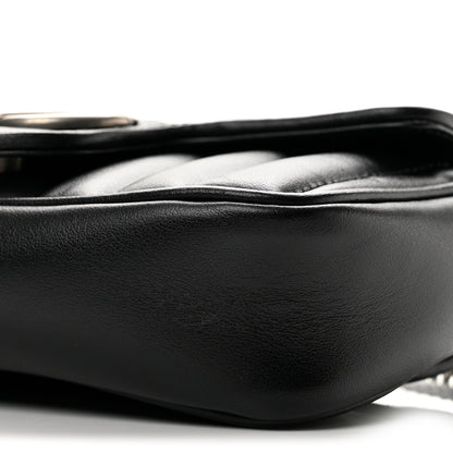 Gucci Calfskin Matelasse Aria Super Mini GG Marmont Shoulder Bag Black 10 of 13