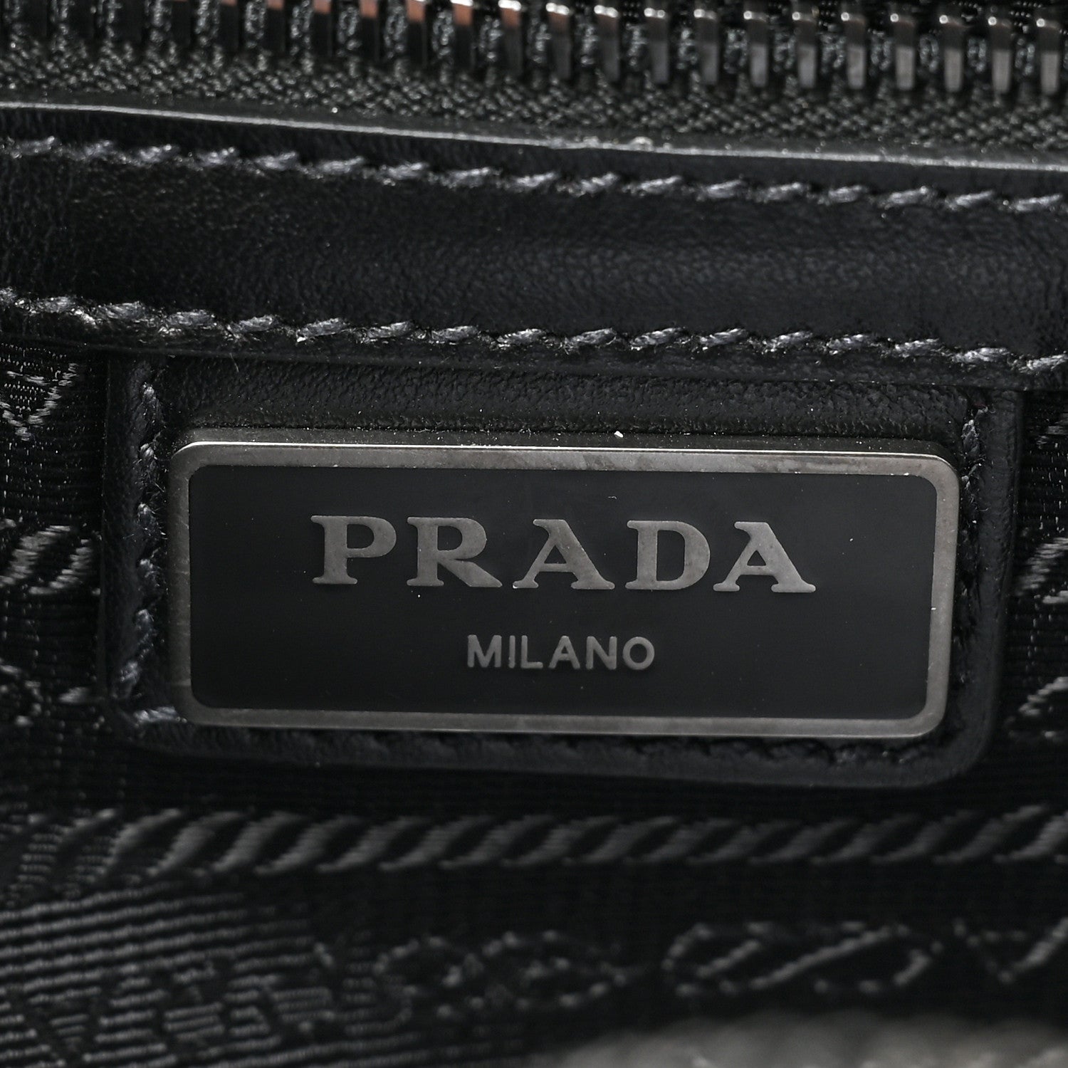 Prada Saffiano Travel Triangle Wristlet Crossbody Bag Platino Black 6 of 12