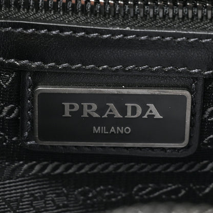 Prada Saffiano Travel Triangle Wristlet Crossbody Bag Platino Black 6 of 12