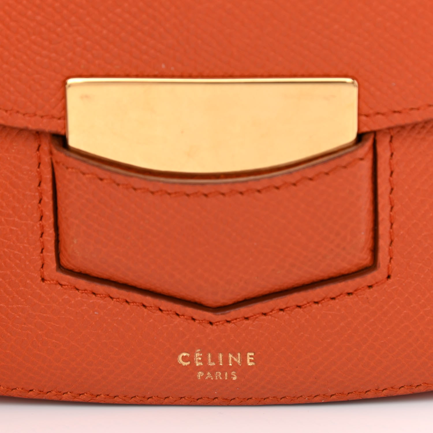 Celine Grained Calfskin Small Trotteur Carnelian 6 of 8