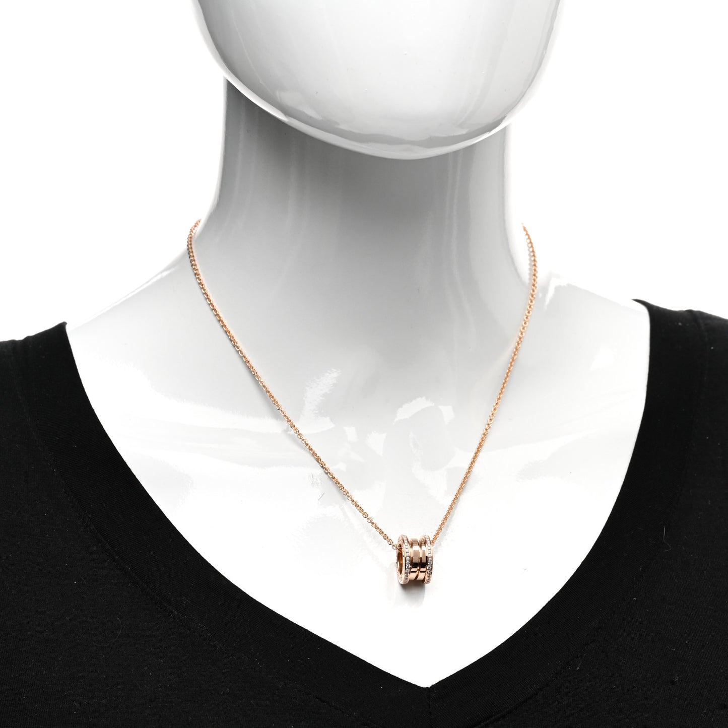 18K Rose Gold Diamond B.Zero1 Pendant Necklace