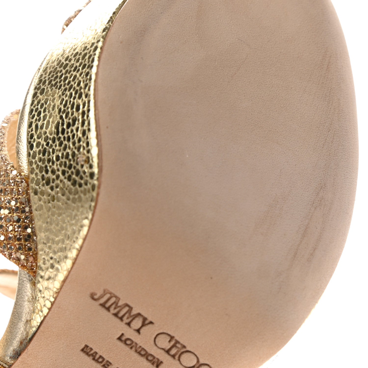 Jimmy Choo Glitter Vamp Platform Sandals 37 Gold 16 of 16