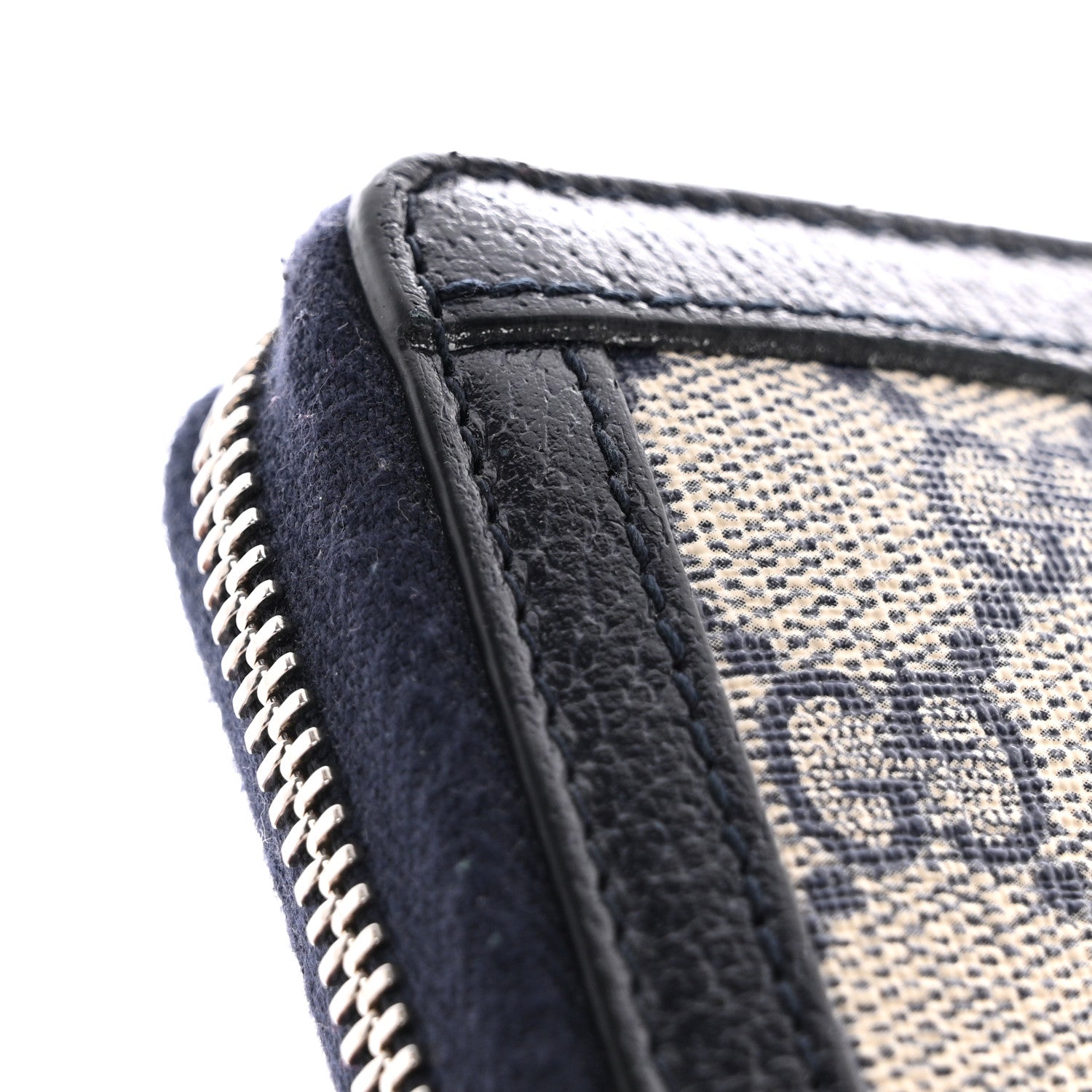 Gucci GG Supreme Monogram Textured Dollar Calfskin Web Ophidia Zip Around Wallet Beige Blue 10 of 11