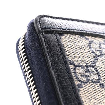 Gucci GG Supreme Monogram Textured Dollar Calfskin Web Ophidia Zip Around Wallet Beige Blue 10 of 11