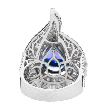 Parker & West by FASHIONPHILE 18K White Gold Diamond Tanzanite 3.64ctw Pear Cut Cocktail Ring 54 6.75 4 of 9