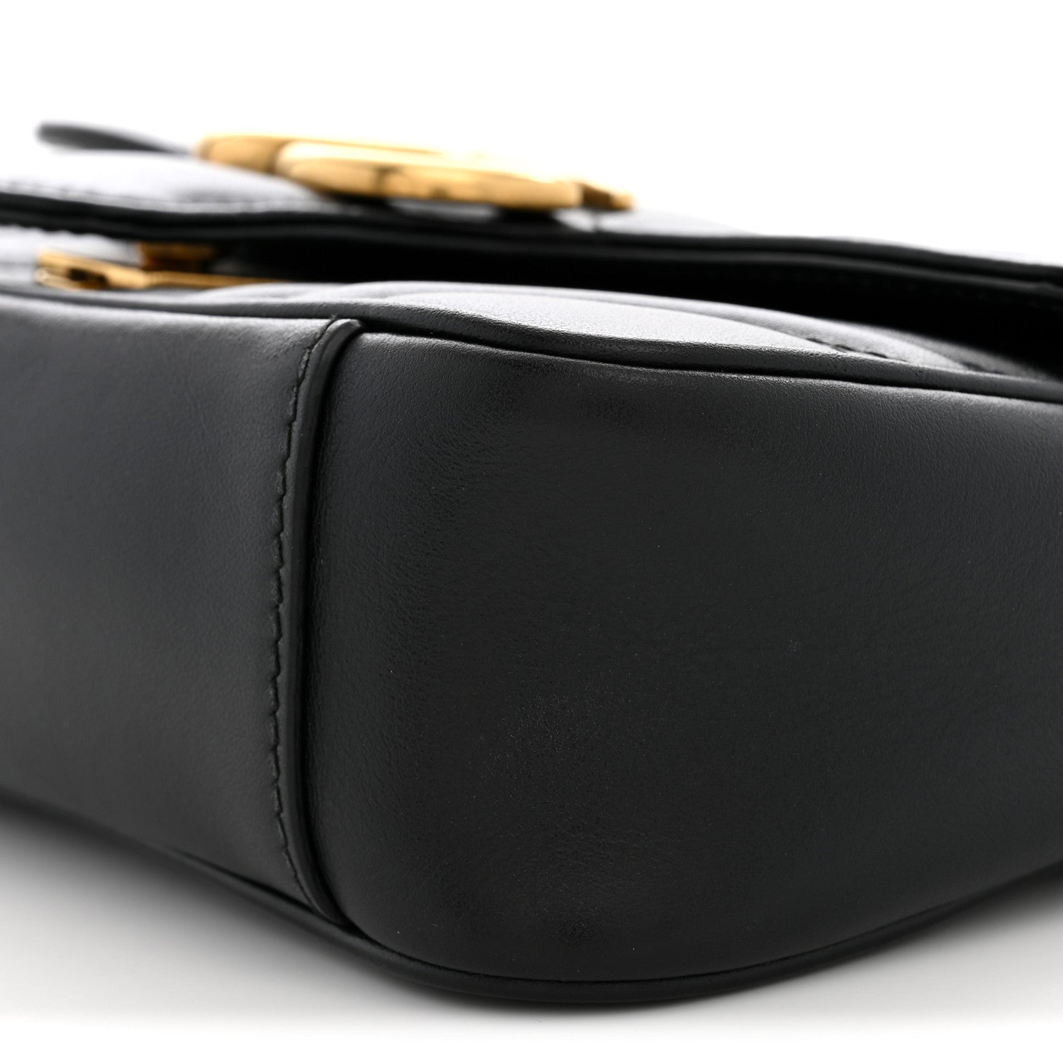 Gucci Calfskin Matelasse Mini GG Marmont Shoulder Bag Black 9 of 11