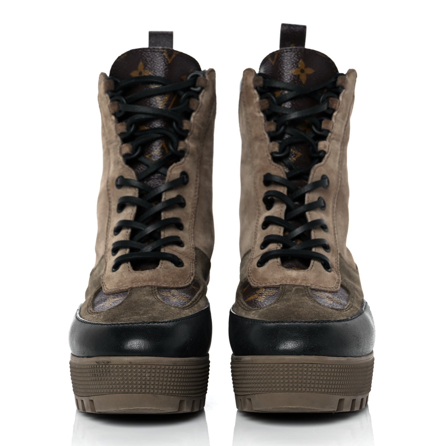 Louis Vuitton Suede Calfskin Monogram Laureate Platform Desert Boots 39 Taupe 2 of 7