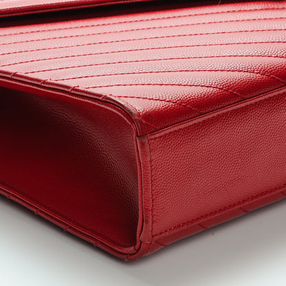 Saint Laurent Grain De Poudre Matelasse Chevron Large Monogram Satchel Lipstick Red 11 of 14