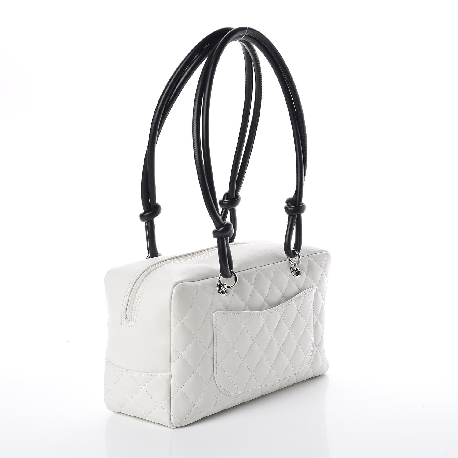 Chanel Calfskin Python Quilted Large Cambon Bowler White 3 of 9