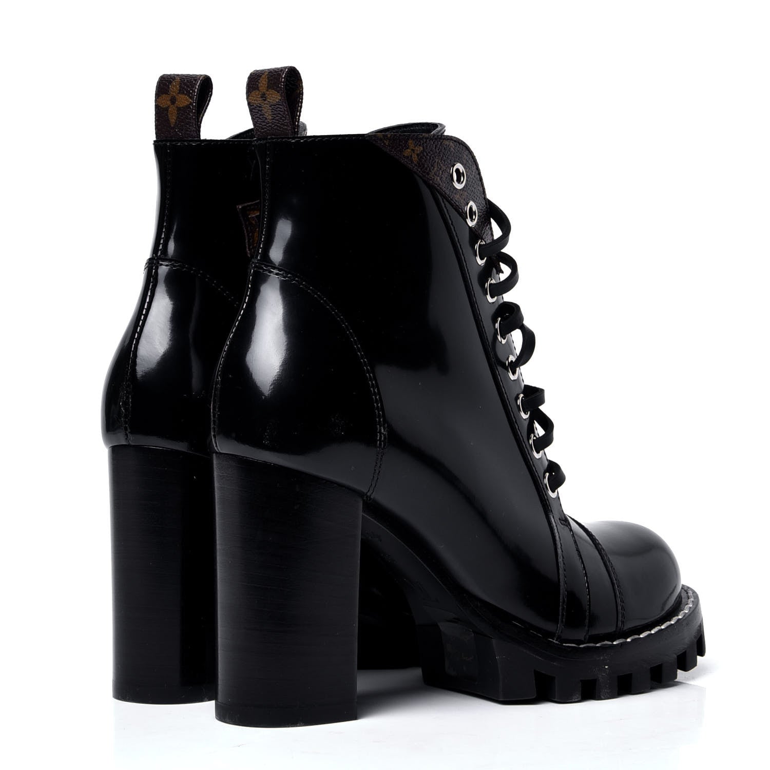 Louis Vuitton Patent Calfskin Monogram Star Trail Ankle Boots 36 Black 3 of 6