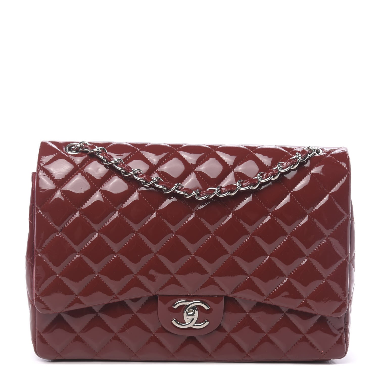 Chanel Patent Quilted Maxi Double Flap Red 1 of 14