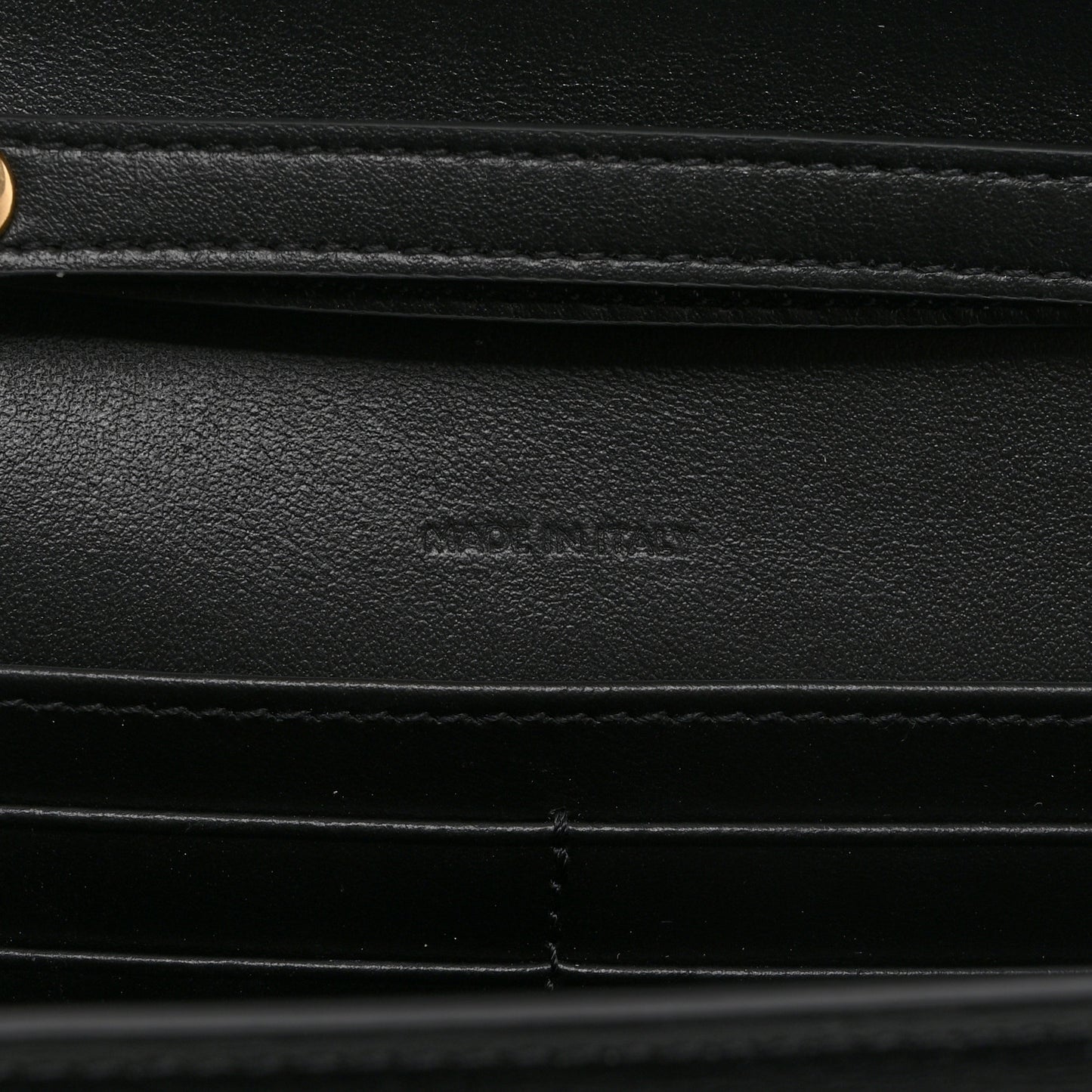Shiny Calfskin Triomphe Margo Wallet on Chain Black