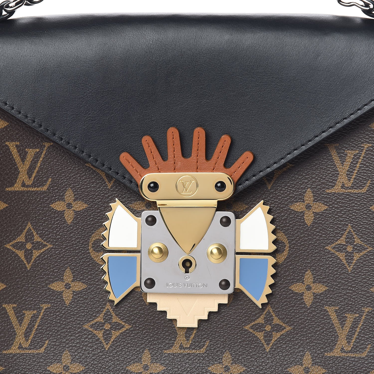 Louis Vuitton Monogram Tribal Chain Mask Pochette GM Black 9 of 9