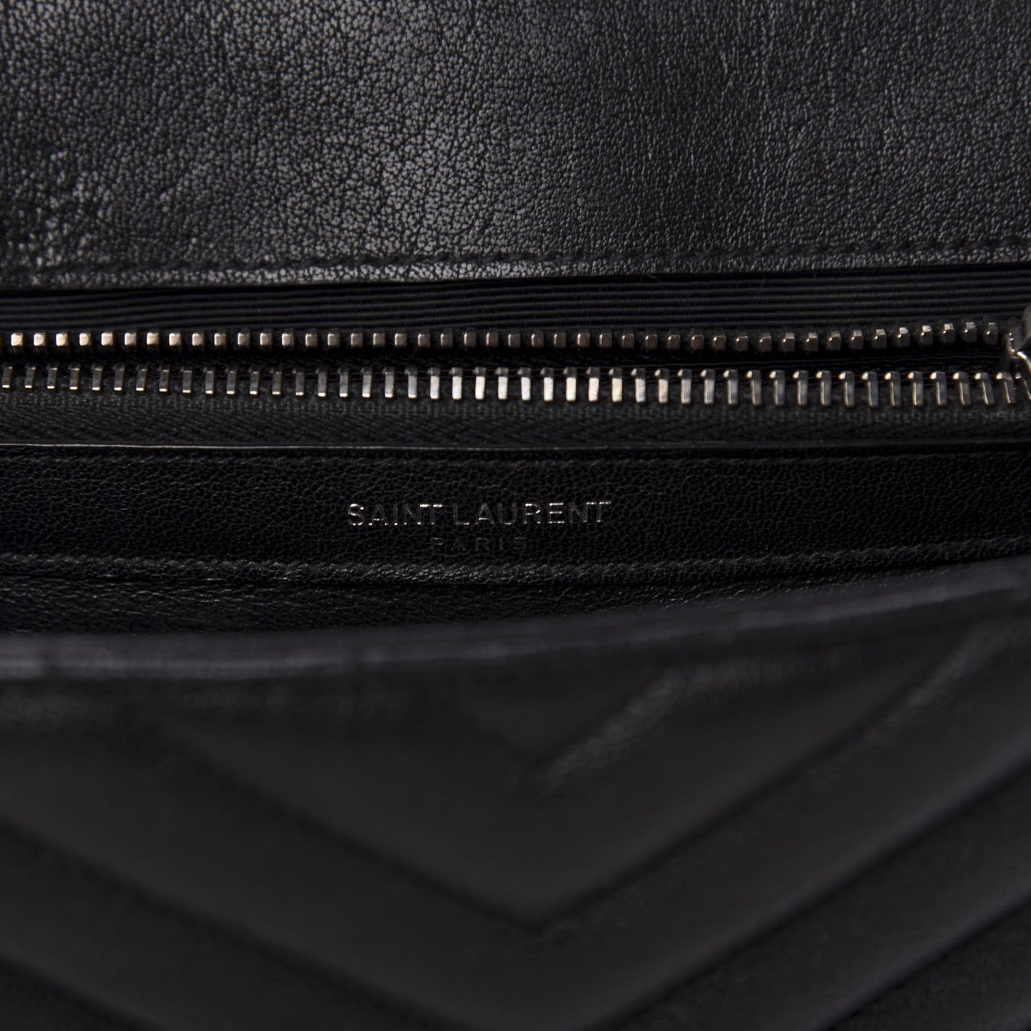 Sheepskin Matelasse Chevron Monogram Medium College Bag Black