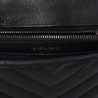 Saint Laurent Sheepskin Matelasse Chevron Monogram Medium College Bag Black 6 of 12