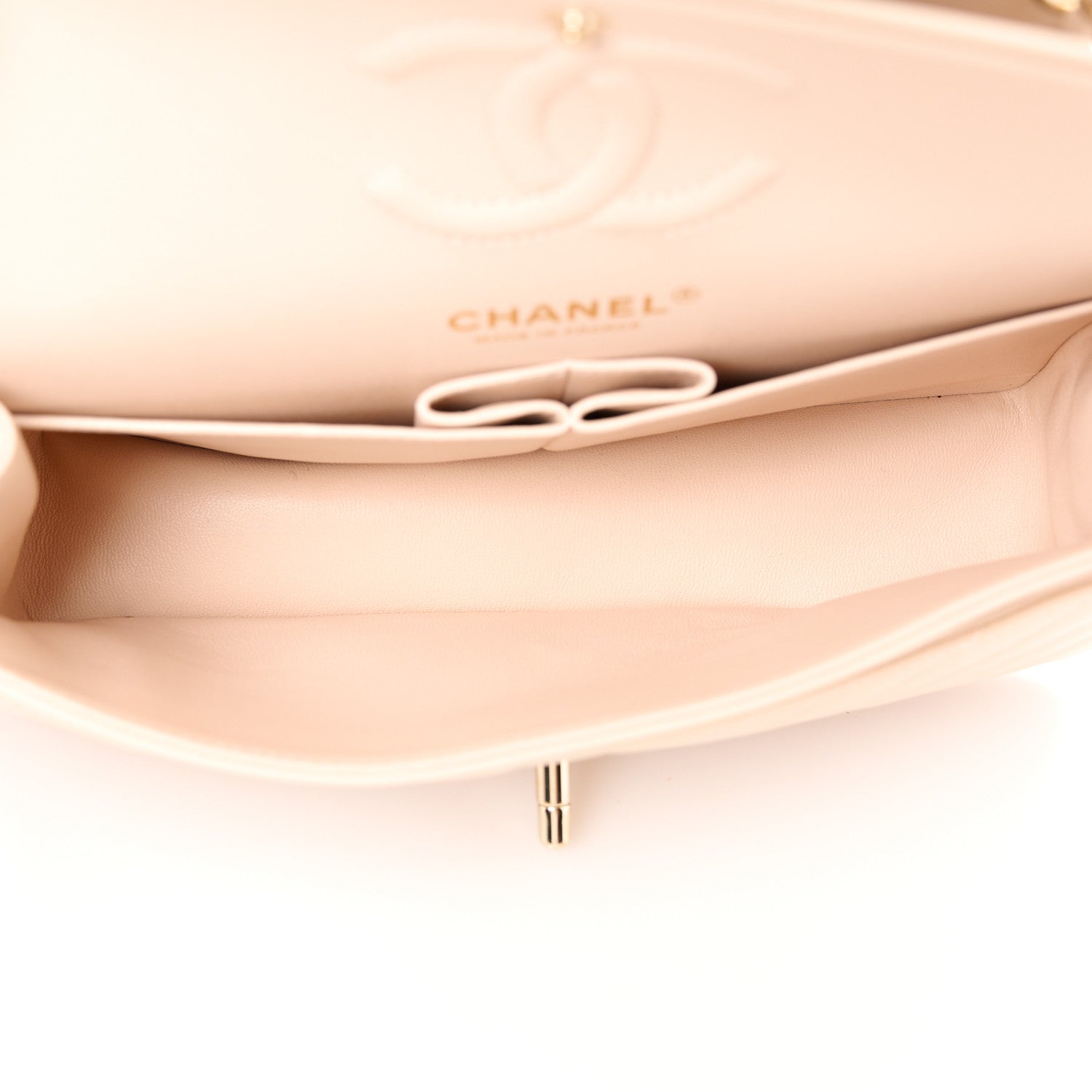 Chanel Caviar Chevron Quilted Small Double Flap Beige 5 of 11