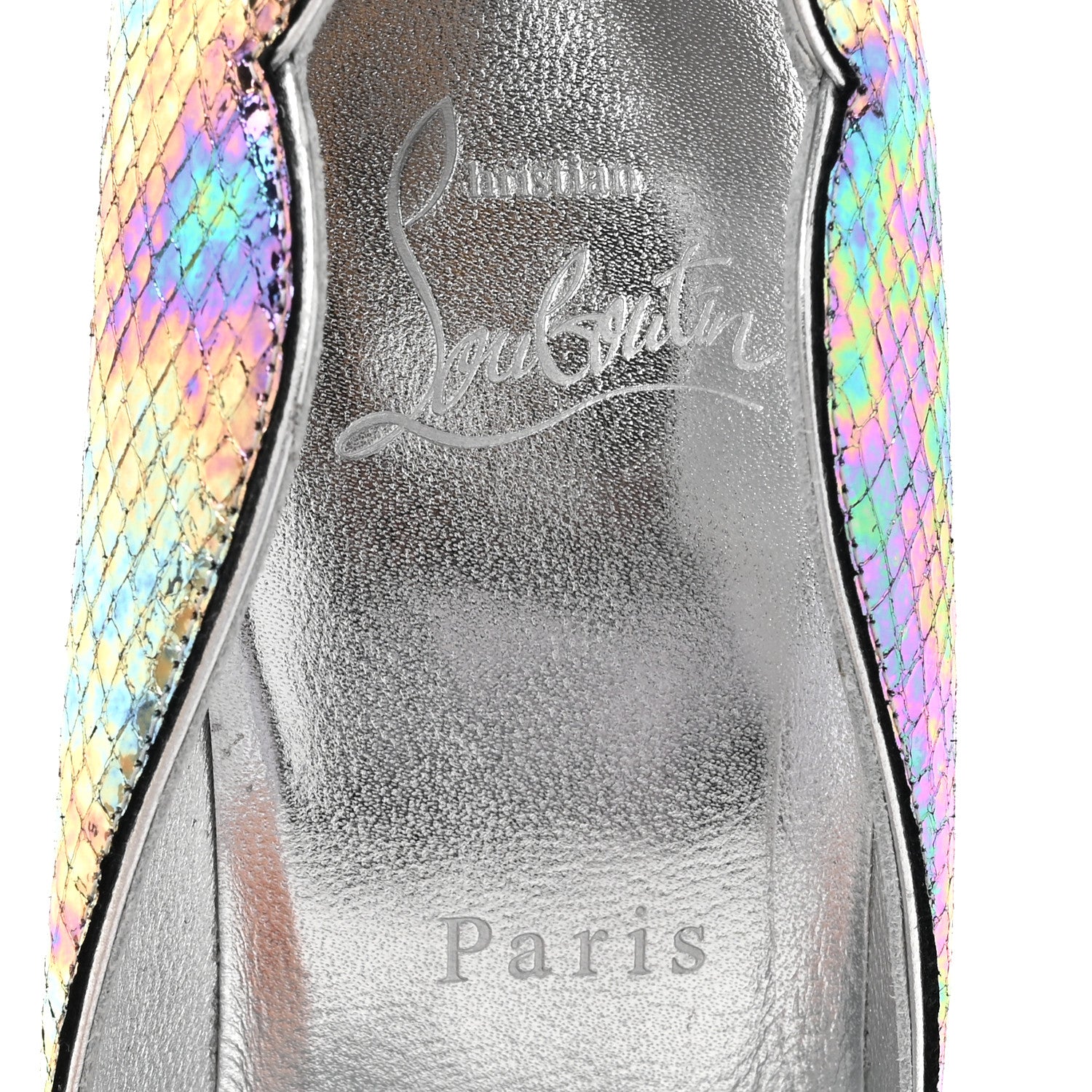 Christian Louboutin Kid Metallic Snakeskin Hot Chick 100 Pumps 36 Multicolor Silver 7 of 8