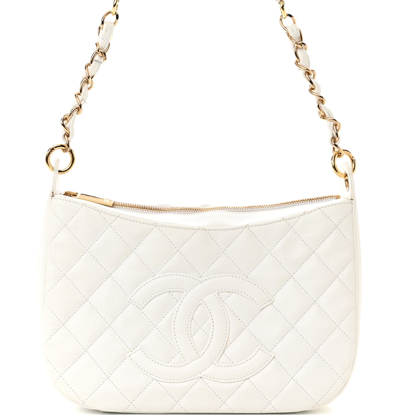 Caviar Quilted Hobo White