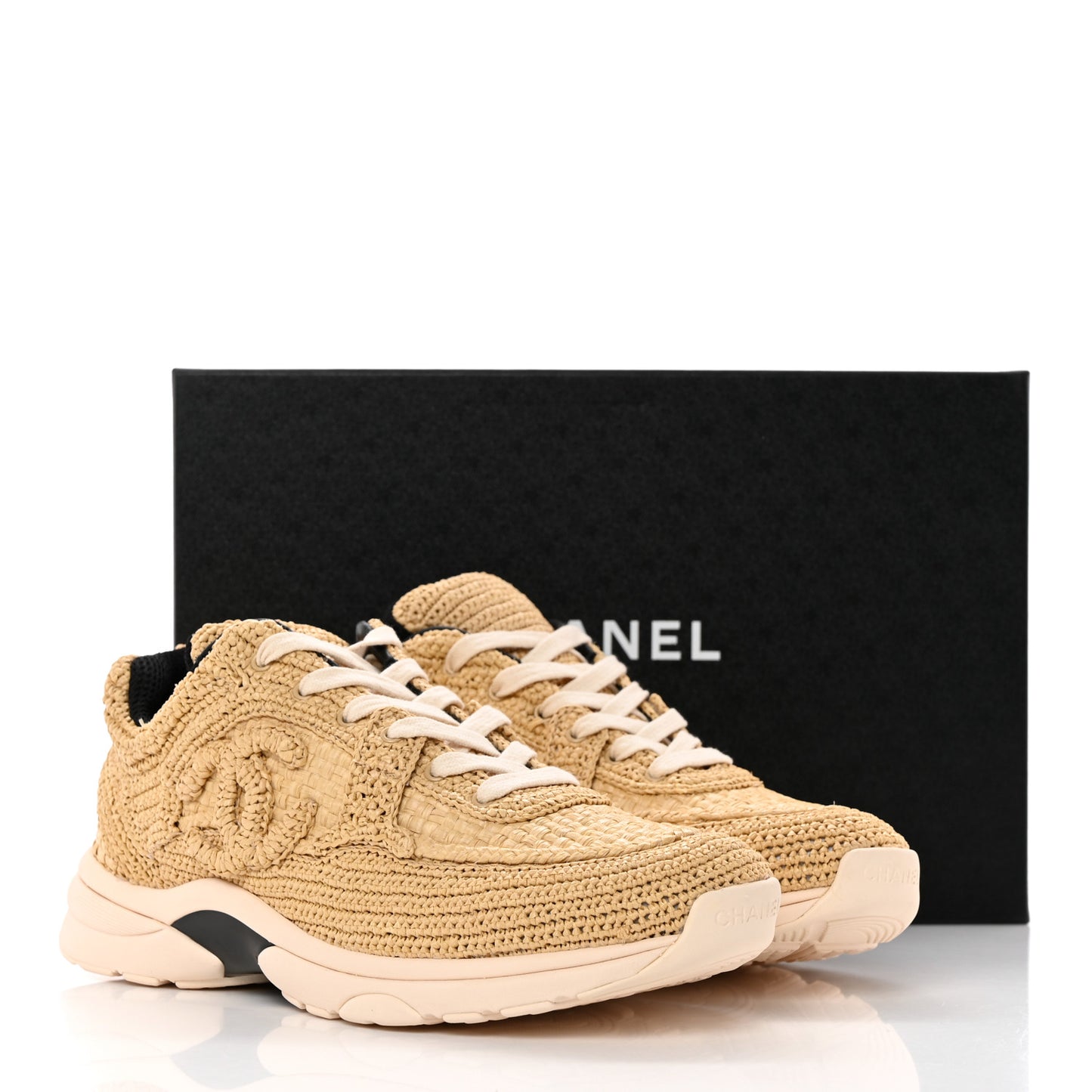 Braided Raffia Womens CC Sneakers 40.5 Beige