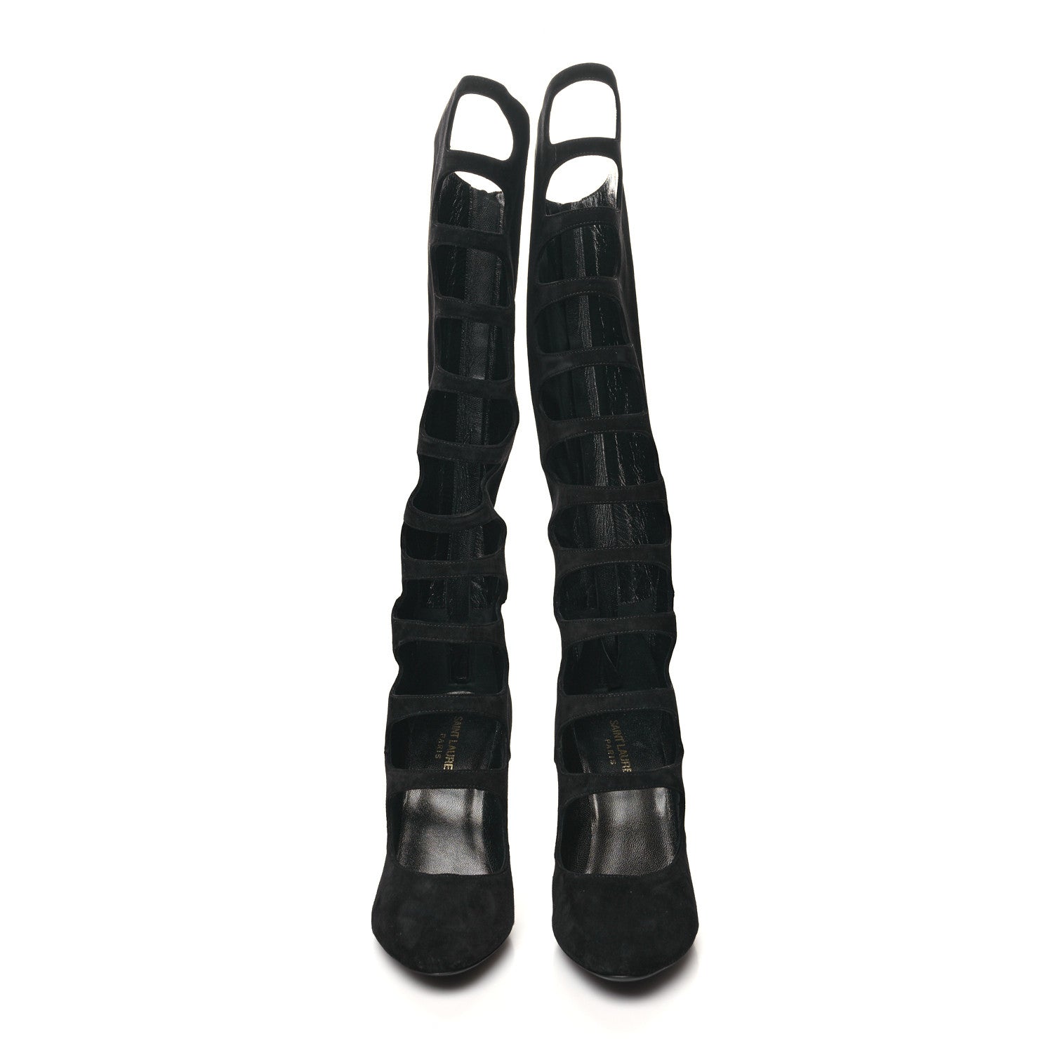Saint Laurent Suede Cut Out Joplin Over The Knee Boots 36.5 Black 2 of 8